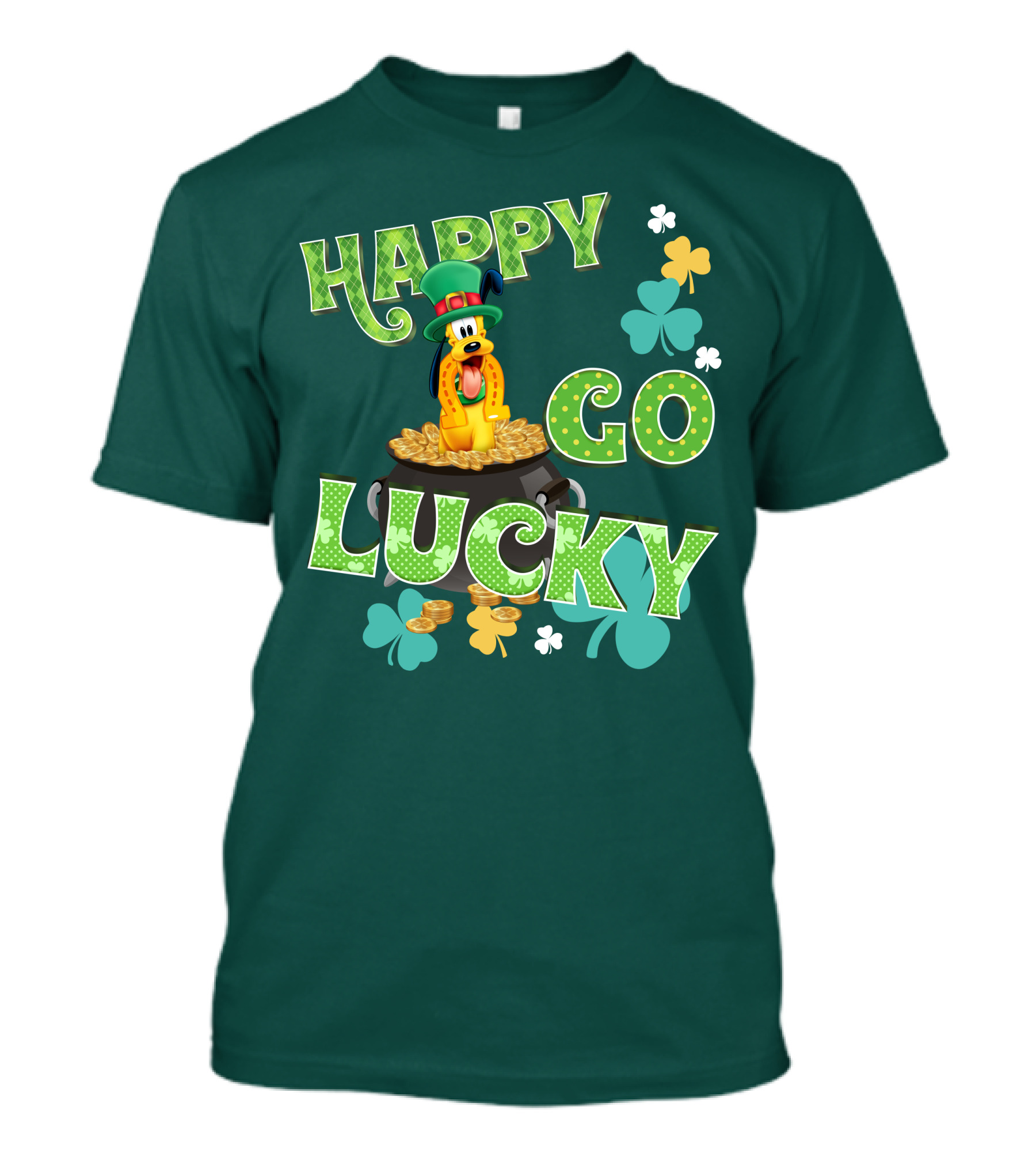 Happy Go Lucky Pluto St. Patrick's Day Theme With Lucky Charms And Gold Coins T-Shirt