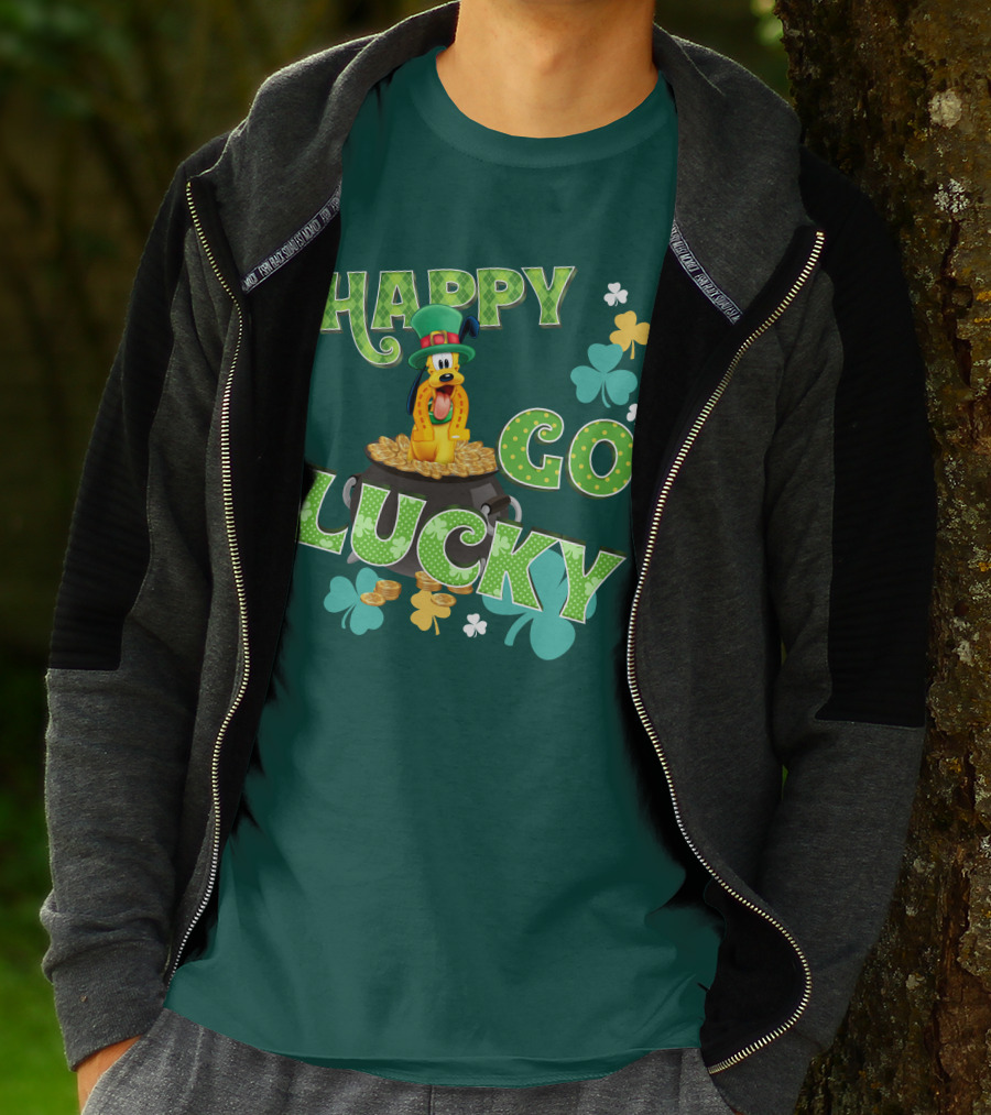 Happy Go Lucky Pluto St. Patrick's Day Theme With Lucky Charms And Gold Coins T-Shirt