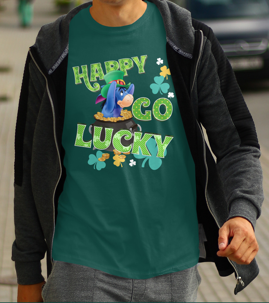 Eeyore Happy Go Lucky St. Patrick's Day Pot Of Gold T-Shirt