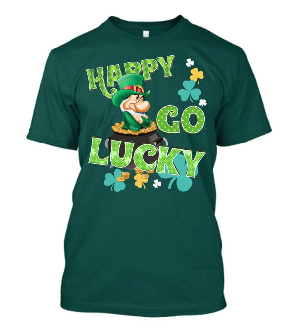 Happy Go Lucky Grumpy Dwarf Leprechaun Pot Of Gold Shamrocks T-Shirt