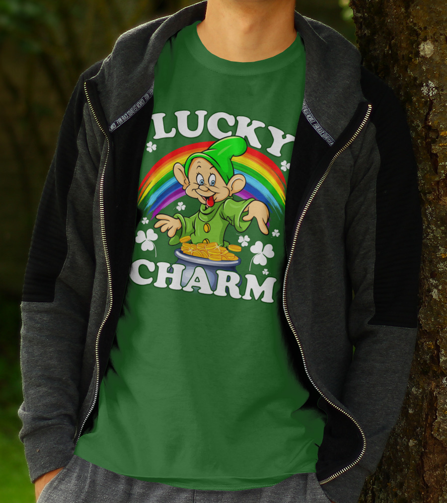 Lucky Charm Dopey Rainbow Gold Coins Shamrocks T-Shirt