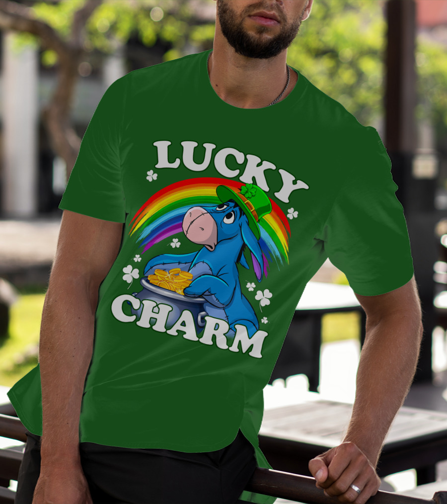 Lucky Charm Eeyore Rainbow St. Patrick's Day T-Shirt