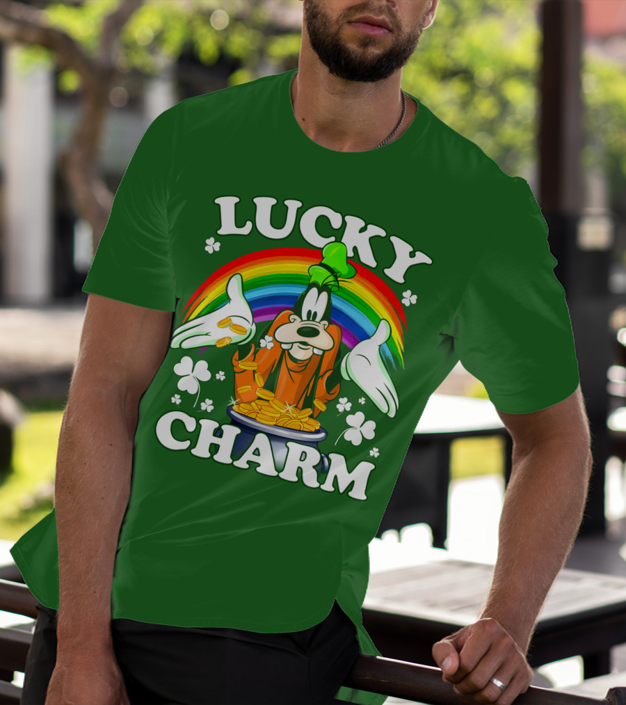 Lucky Charm Goofy Rainbow Gold Coins Shamrocks T-Shirt
