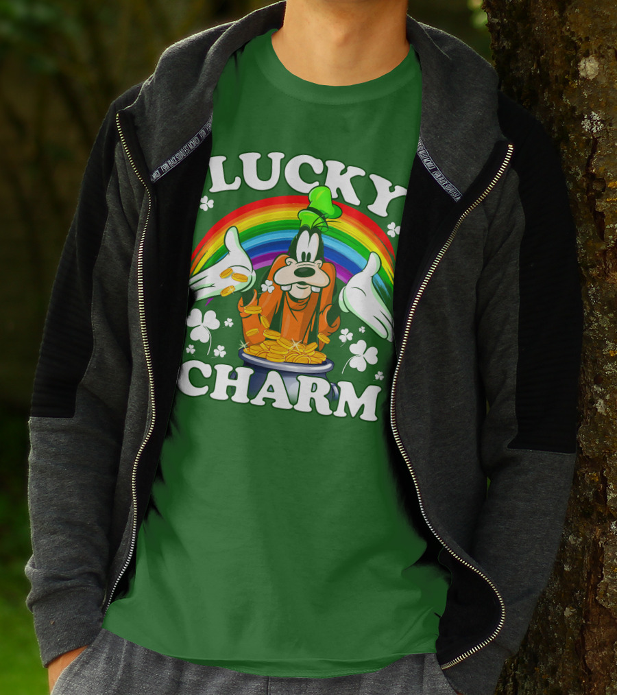 Lucky Charm Goofy Rainbow Gold Coins Shamrocks T-Shirt