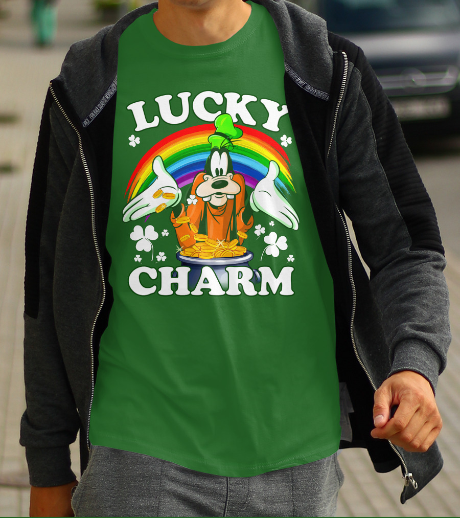 Lucky Charm Goofy Rainbow Gold Coins Shamrocks T-Shirt