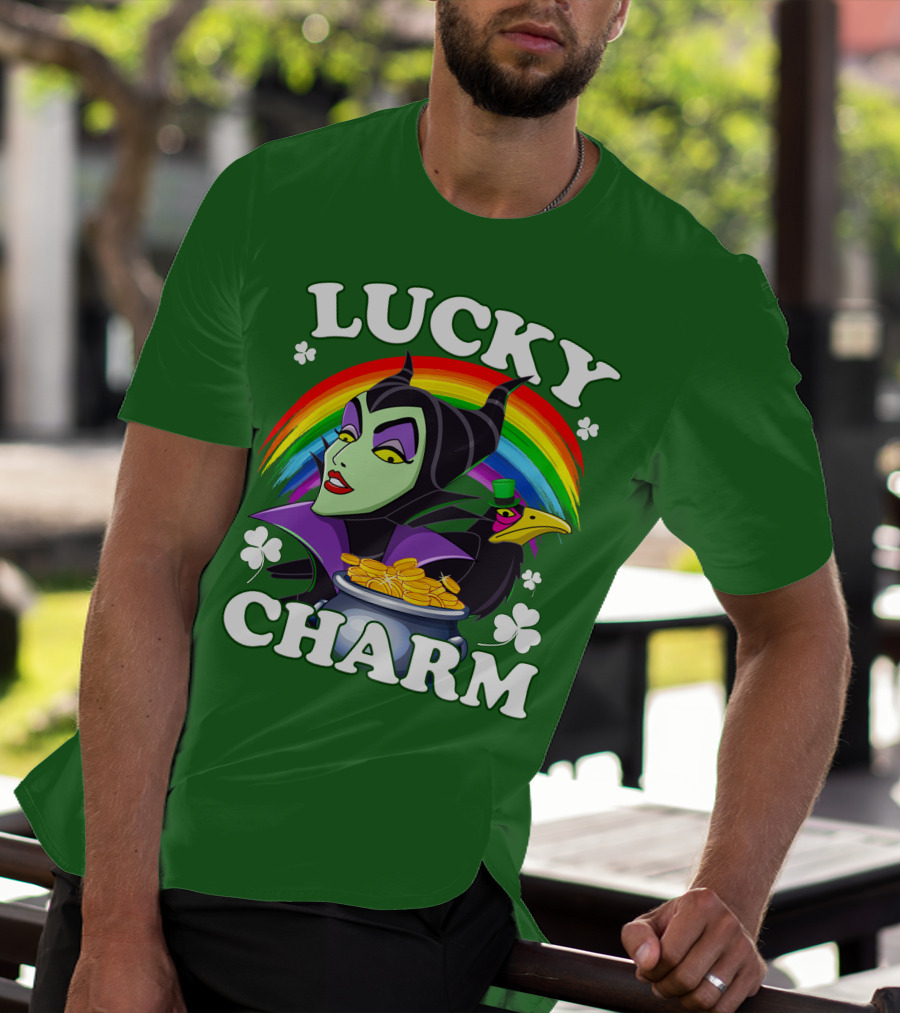 Lucky Charm Maleficent Rainbow Pot Of Gold T-Shirt