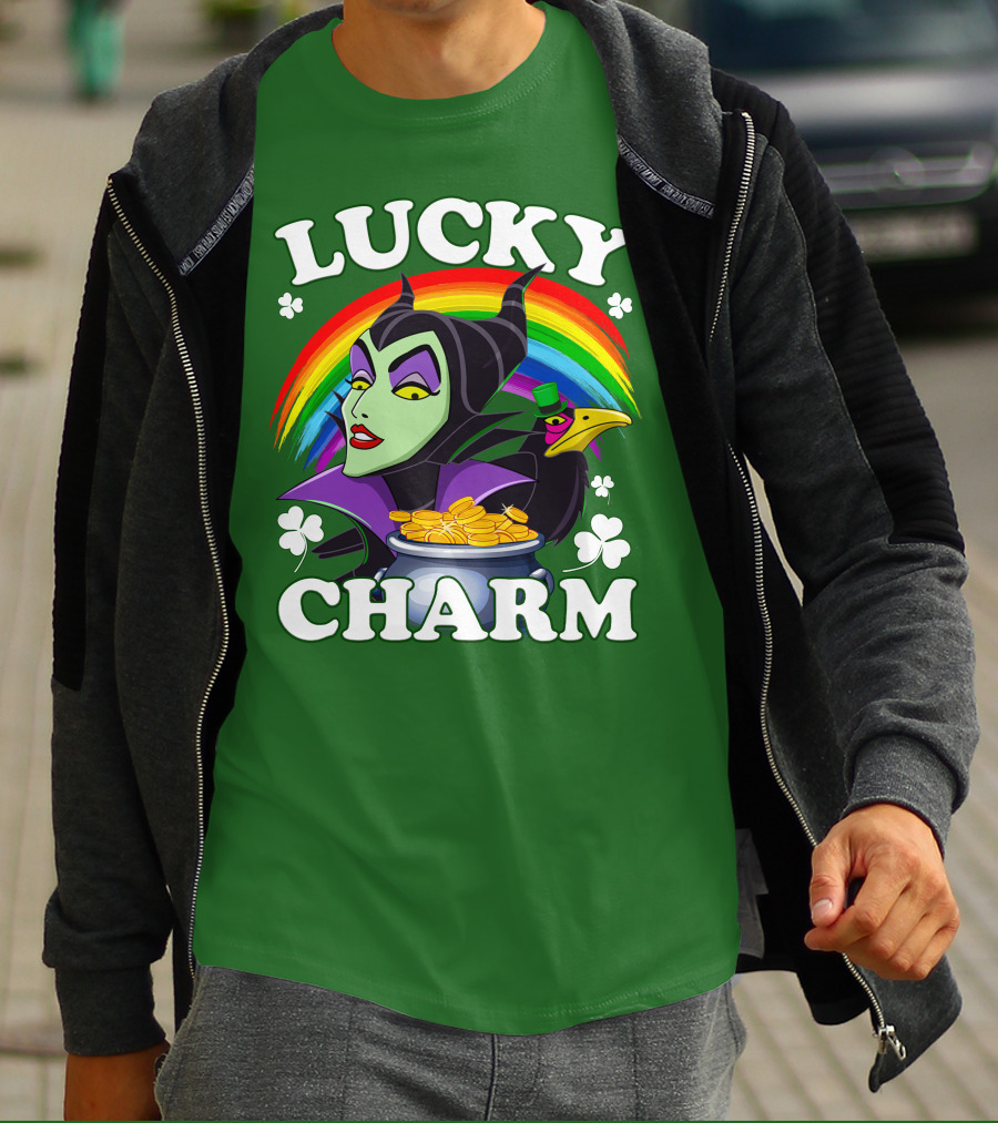 Lucky Charm Maleficent Rainbow Pot Of Gold T-Shirt