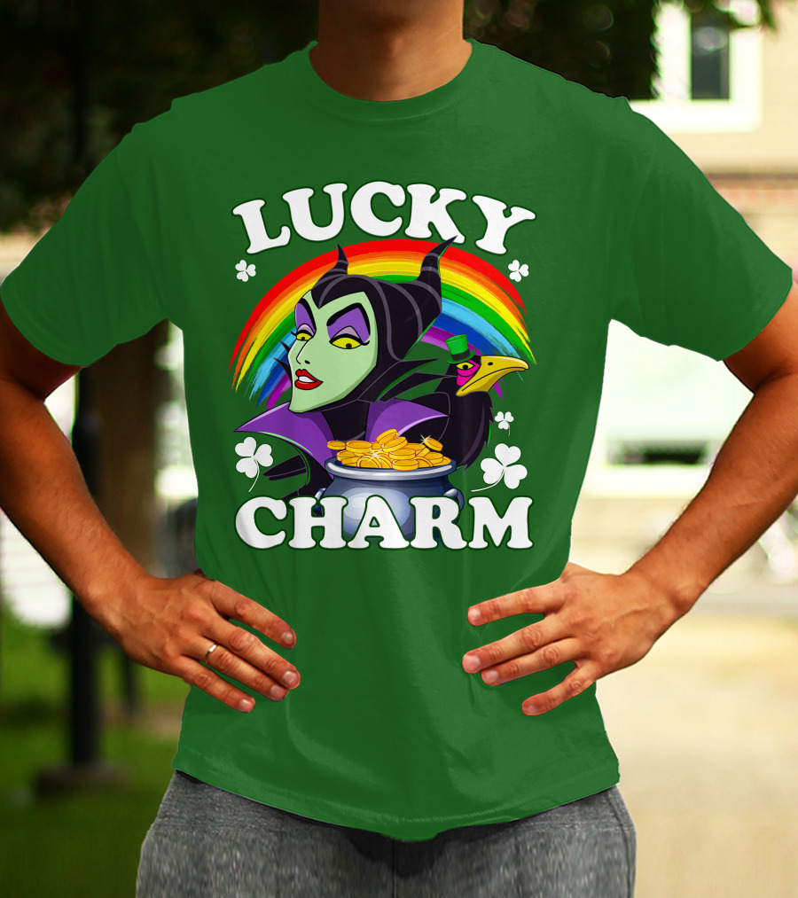 Lucky Charm Maleficent Rainbow Pot Of Gold T-Shirt