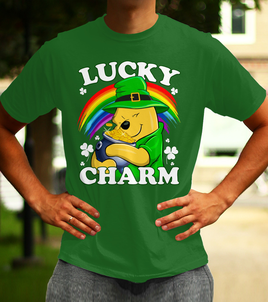 Lucky Charm Pooh Rainbow Pot Of Gold T-Shirt