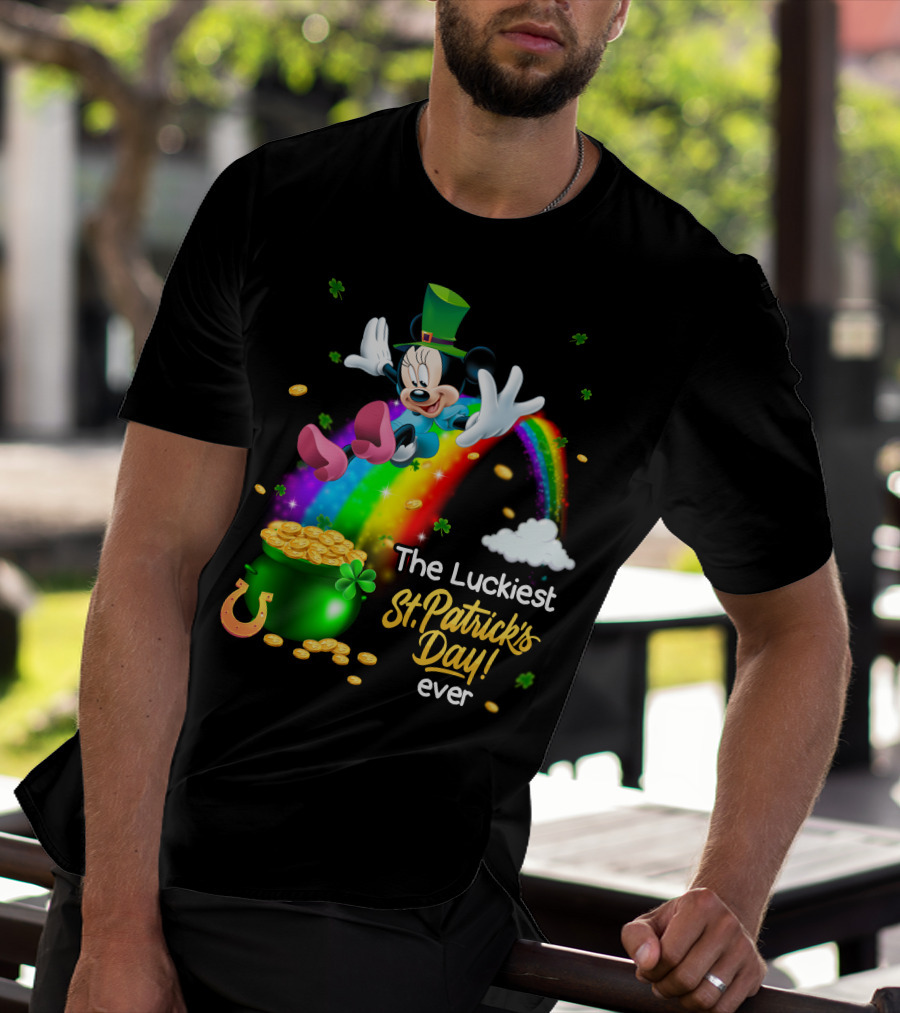 Minnie The Luckiest St. Patrick's Day Ever Rainbow Pot Of Gold T-Shirt