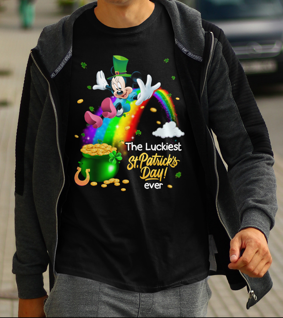 Minnie The Luckiest St. Patrick's Day Ever Rainbow Pot Of Gold T-Shirt