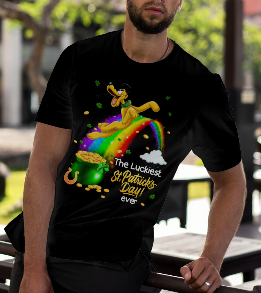 The Luckiest St. Patrick's Day Ever Pluto Rainbow Pot Of Gold T-Shirt