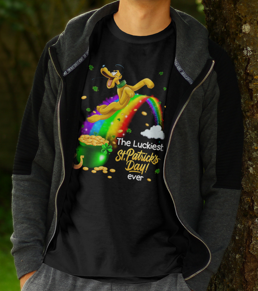 The Luckiest St. Patrick's Day Ever Pluto Rainbow Pot Of Gold T-Shirt