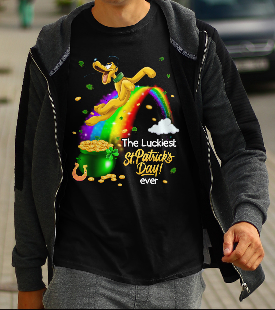 The Luckiest St. Patrick's Day Ever Pluto Rainbow Pot Of Gold T-Shirt