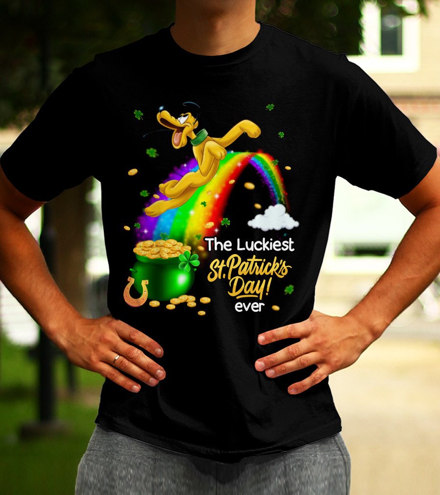 The Luckiest St. Patrick's Day Ever Pluto Rainbow Pot Of Gold T-Shirt