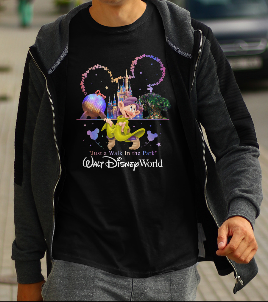 Walt Disney World Dopey Just A Walk In The Park Epcot Magic Kingdom T-Shirt