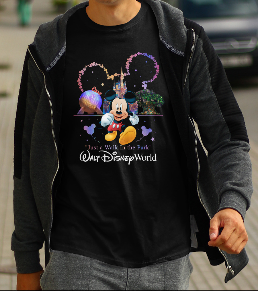 Just A Walk In The Park Walt Disney World Epcot Mickey Mouse T-Shirt