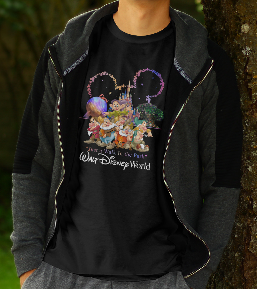 Walt Disney World 7 Dwarfs Epcot Castle Fireworks Just A Walk In The Park T-Shirt