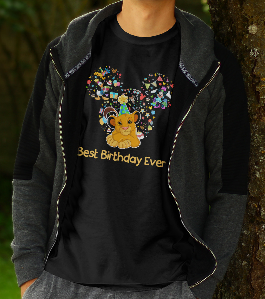 Simba Best Birthday Ever Disney Mickey Mouse Ears Party Hat T-Shirt