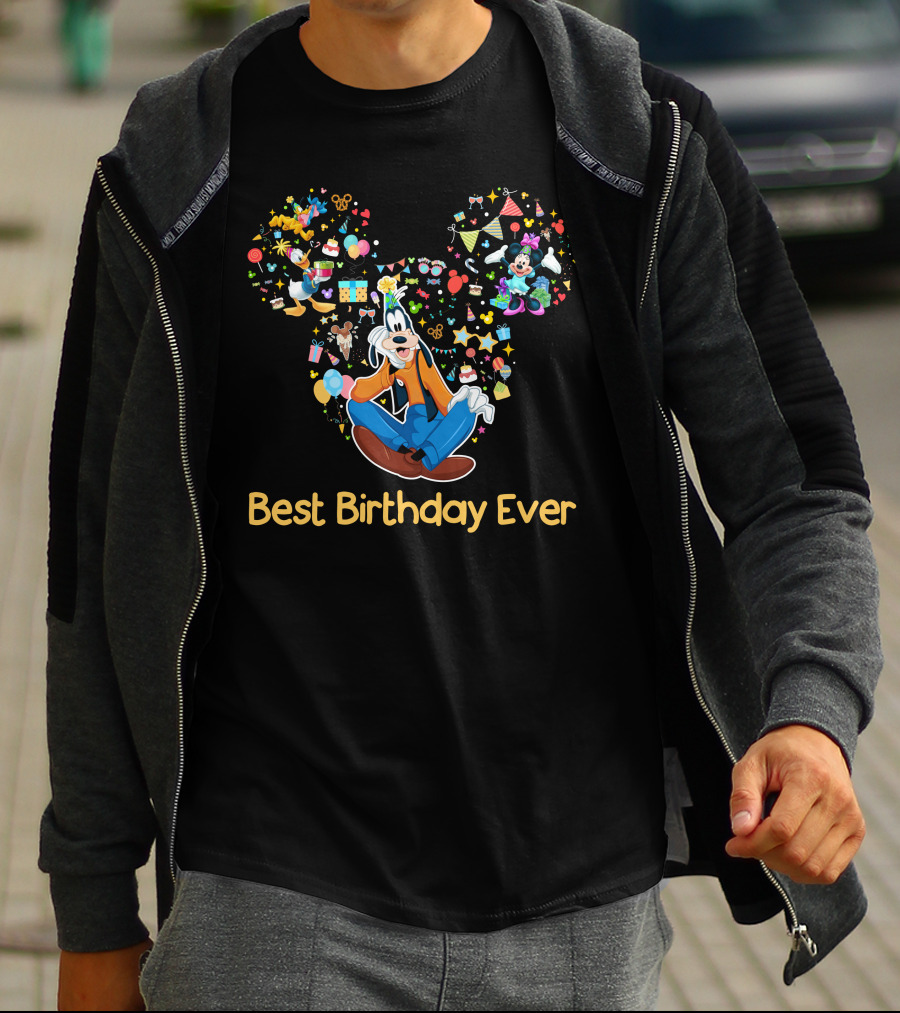 Best Birthday Ever Goofy Minnie Mickey Ears Celebration T-Shirt