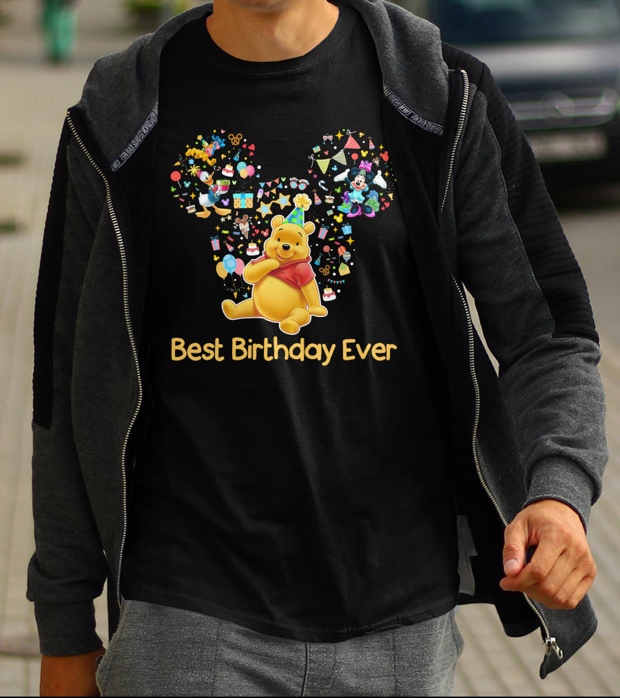 Best Birthday Ever Winnie The Pooh Mickey Ears Celebration T-Shirt