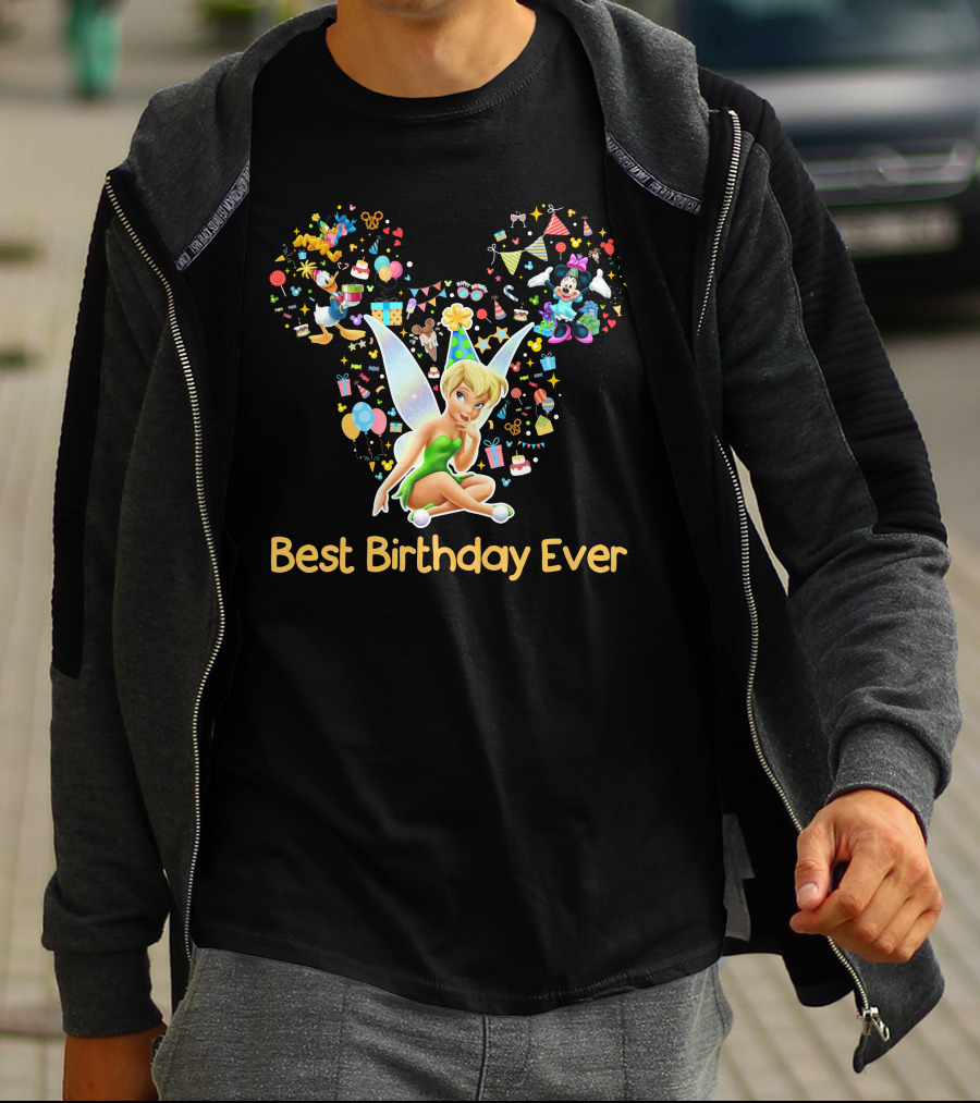 Tinkerbell Best Birthday Ever Disney Celebration Mickey Ears T-Shirt