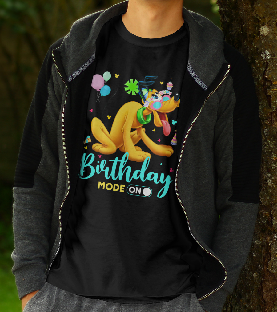 Birthday Mode On Pluto Party Celebration Balloons And Confetti T-Shirt