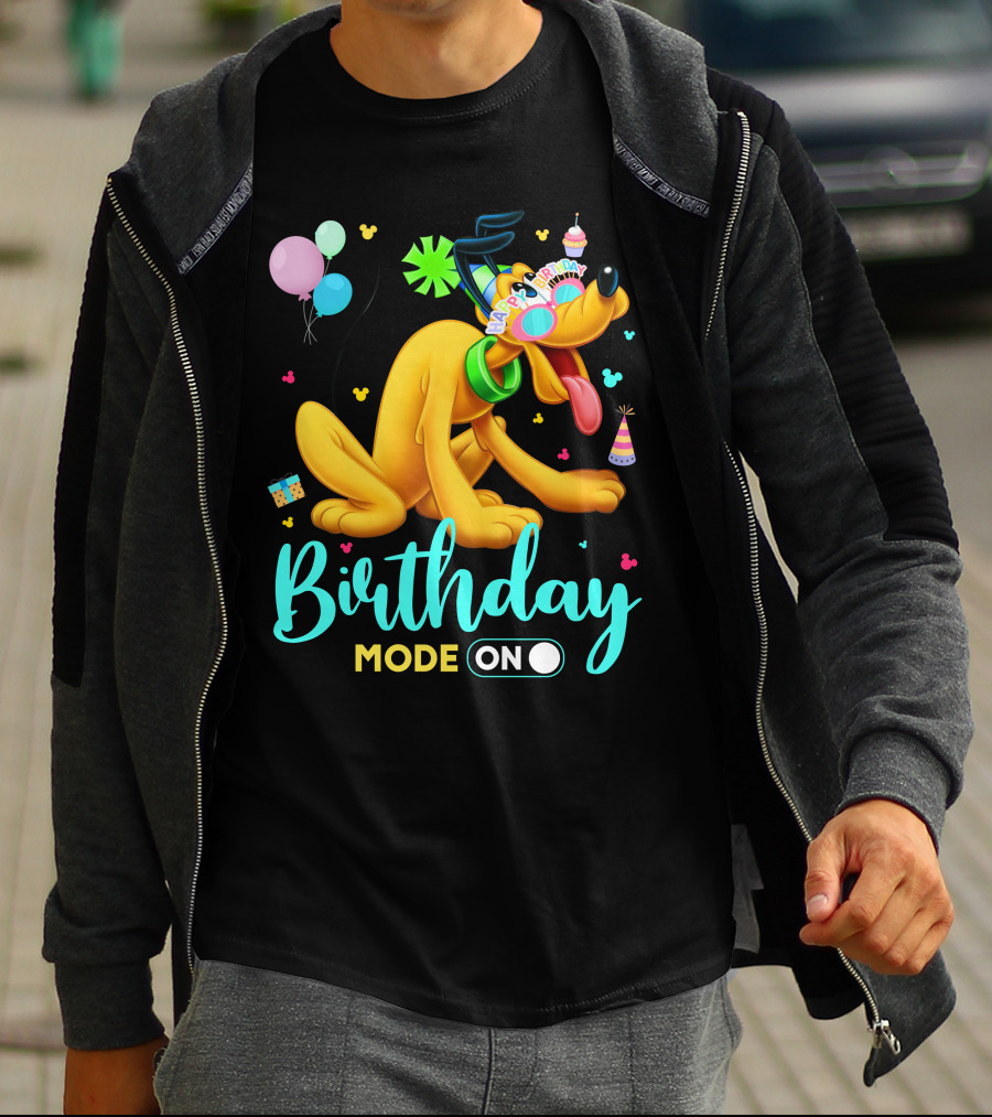 Birthday Mode On Pluto Party Celebration Balloons And Confetti T-Shirt