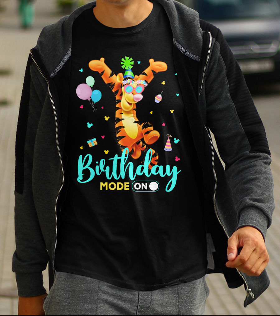 Tigger Birthday Mode On Party Celebration Balloons Cupcake Hat T-Shirt