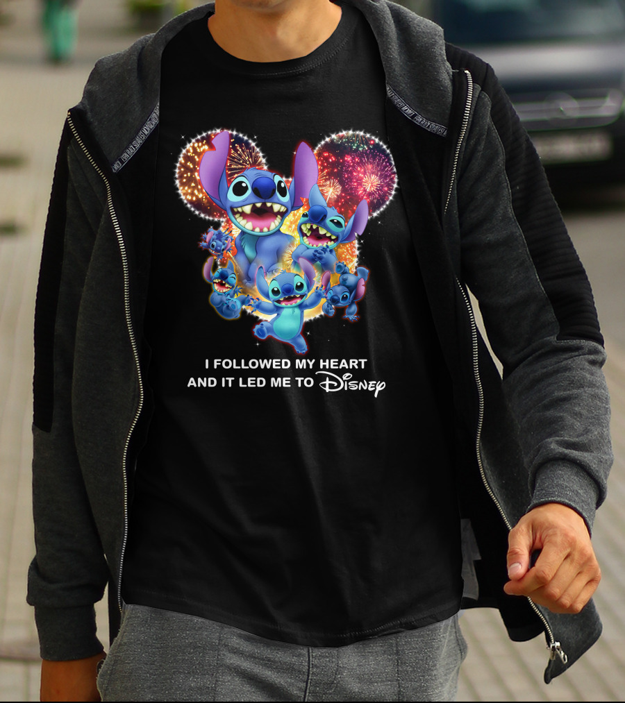 I Followed My Heart And It Led Me To Disney Stitch Fireworks Celebration T-Shirt