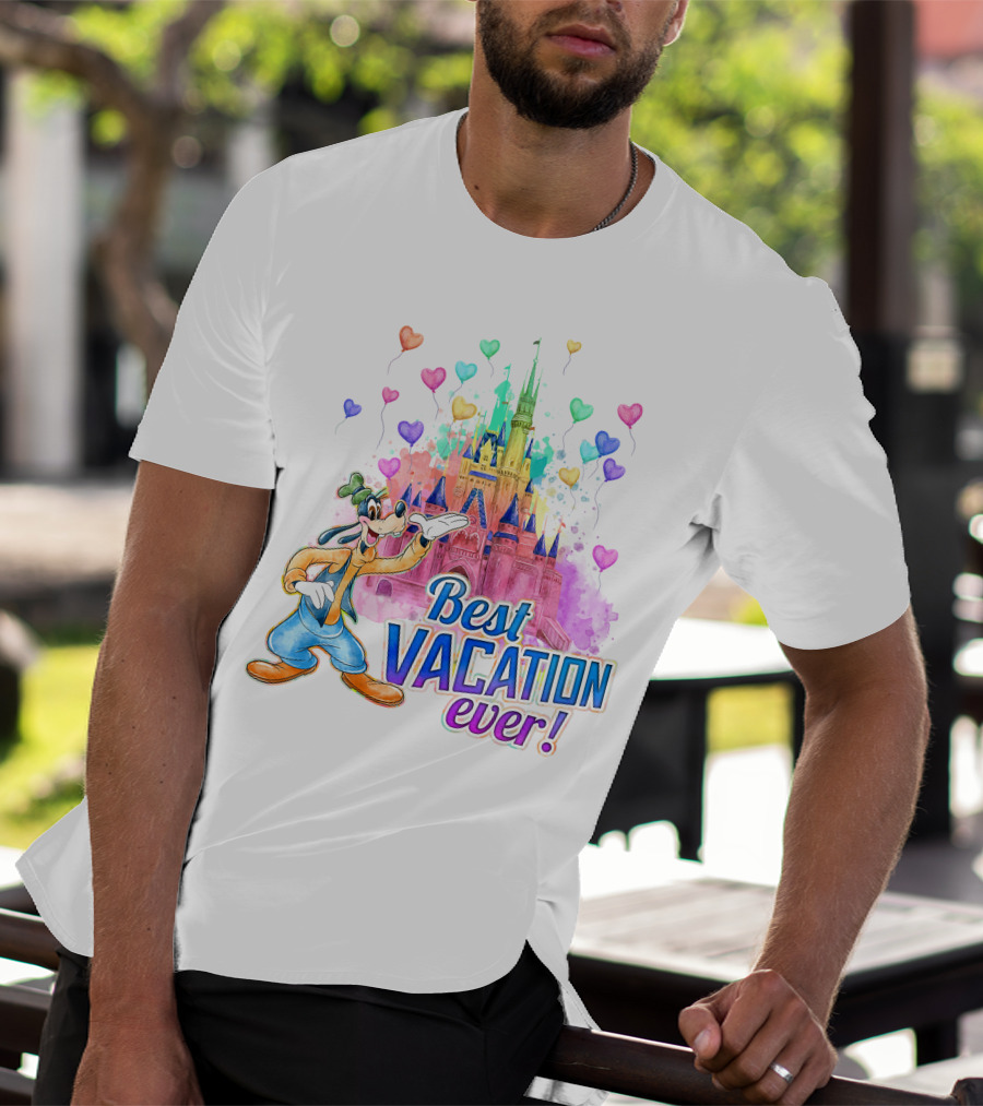 Best Vacation Ever Goofy Disney Castle Balloons T-Shirt