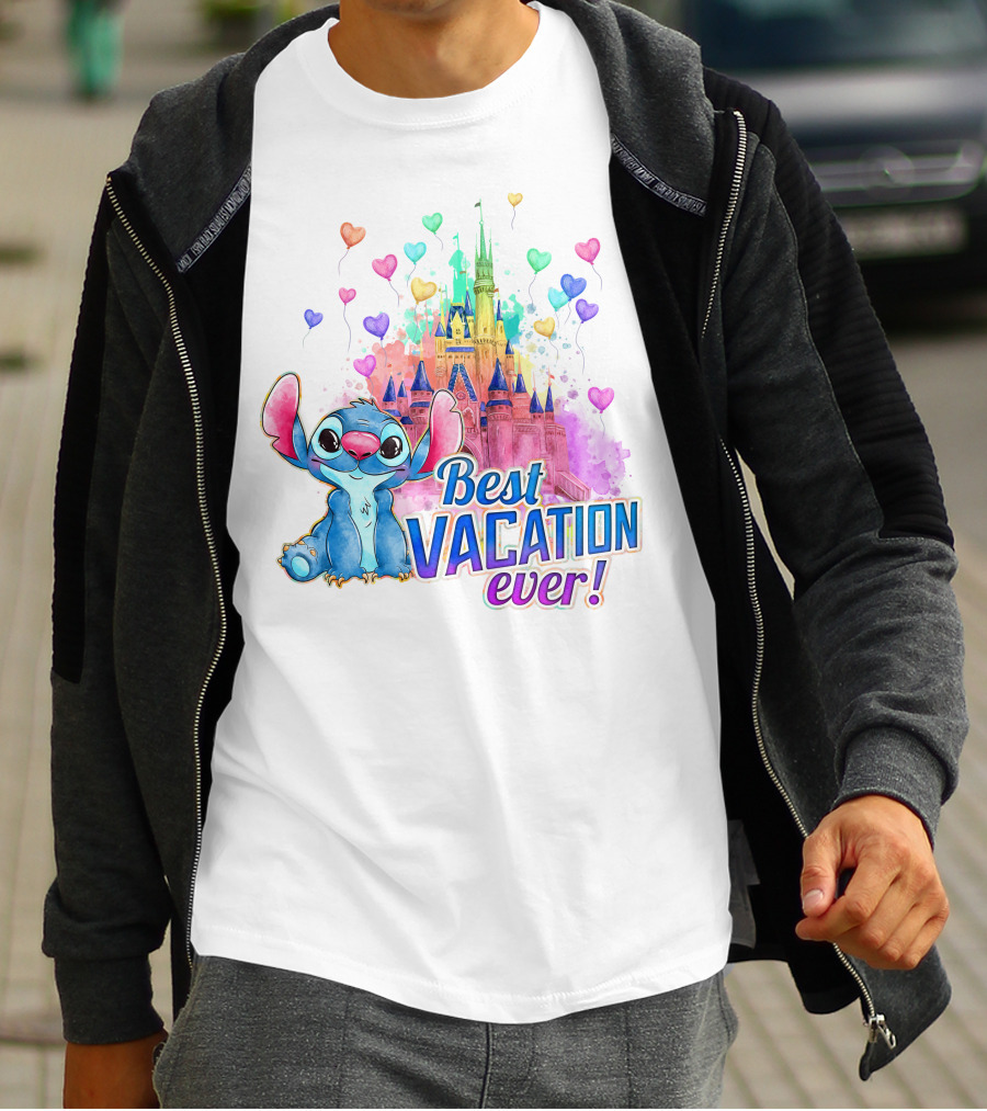 Best Vacation Ever Stitch Castle Balloons T-Shirt