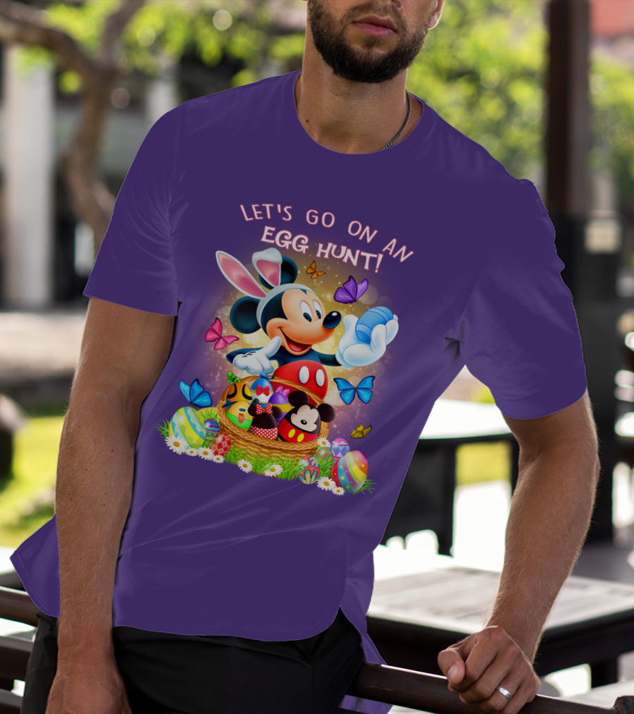 Let's Go On An Egg Hunt Mickey Mouse Easter Basket Butterflies T-Shirt