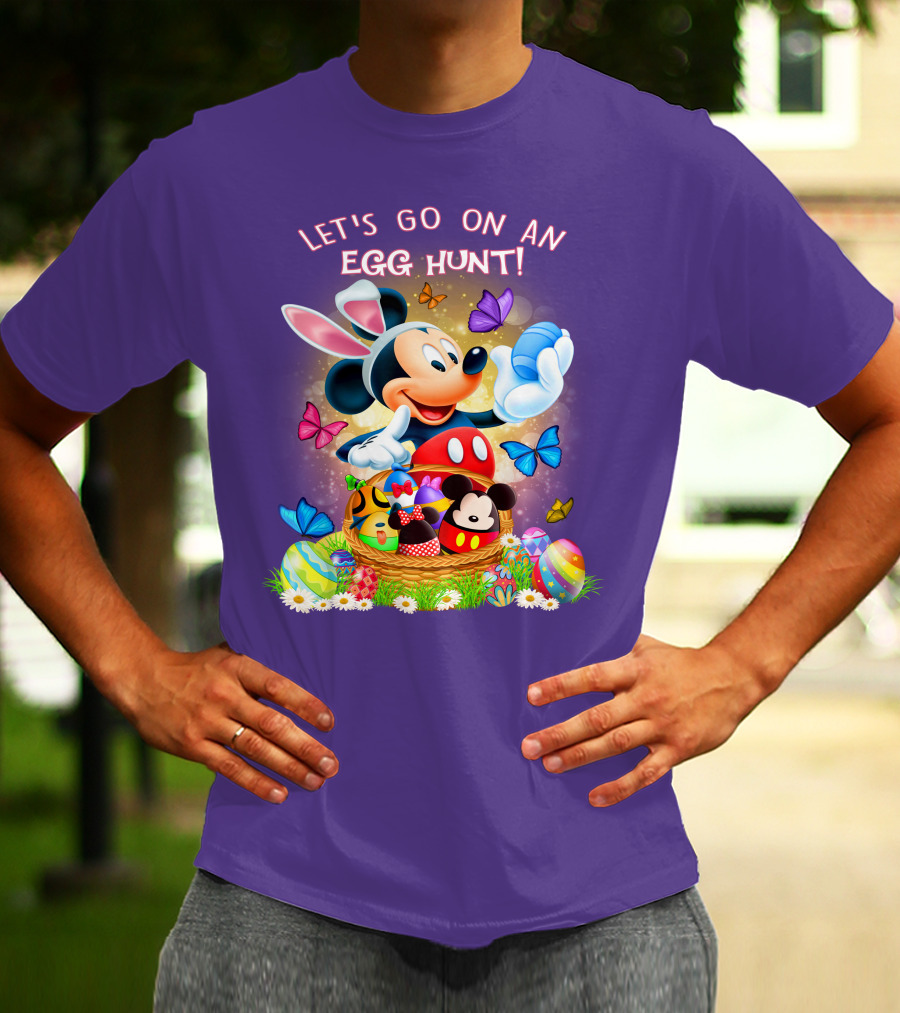 Let's Go On An Egg Hunt Mickey Mouse Easter Basket Butterflies T-Shirt