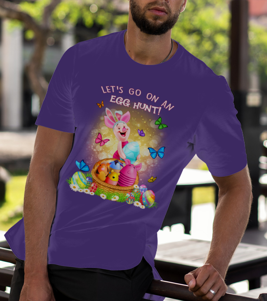 Let's Go On An Egg Hunt Piglet Basket Butterflies Easter T-Shirt