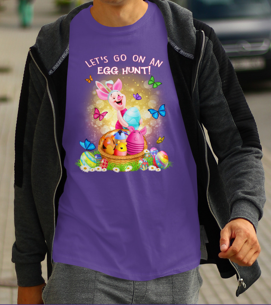 Let's Go On An Egg Hunt Piglet Basket Butterflies Easter T-Shirt
