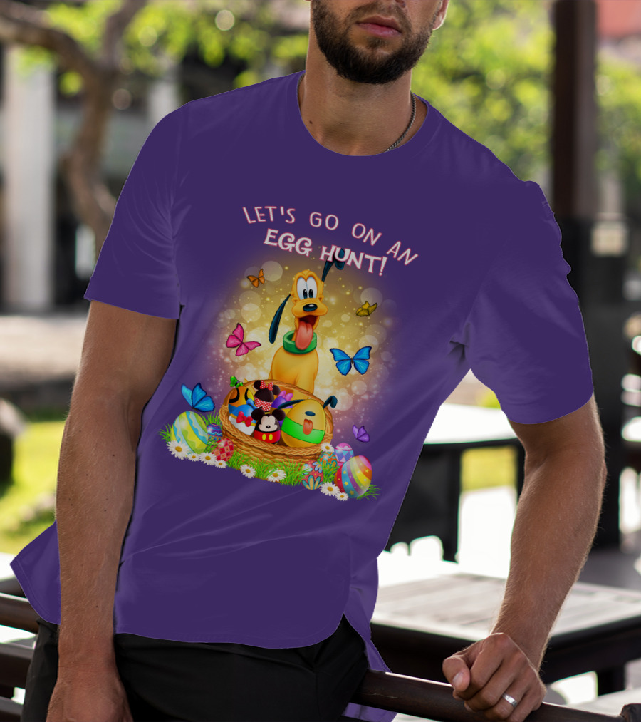 Let's Go On An Egg Hunt Pluto Butterflies Basket Eggs T-Shirt