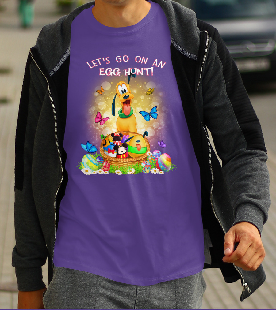 Let's Go On An Egg Hunt Pluto Butterflies Basket Eggs T-Shirt