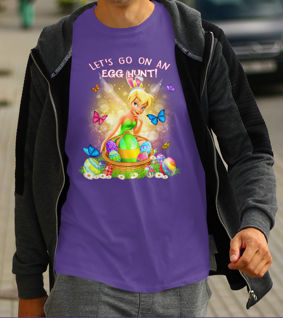 Let's Go On An Egg Hunt Tinkerbell Basket Butterflies T-Shirt