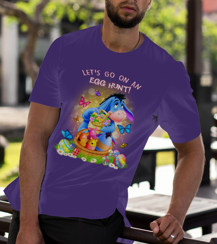 Eeyore Let's Go On An Egg Hunt With Easter Eggs And Butterflies T-Shirt