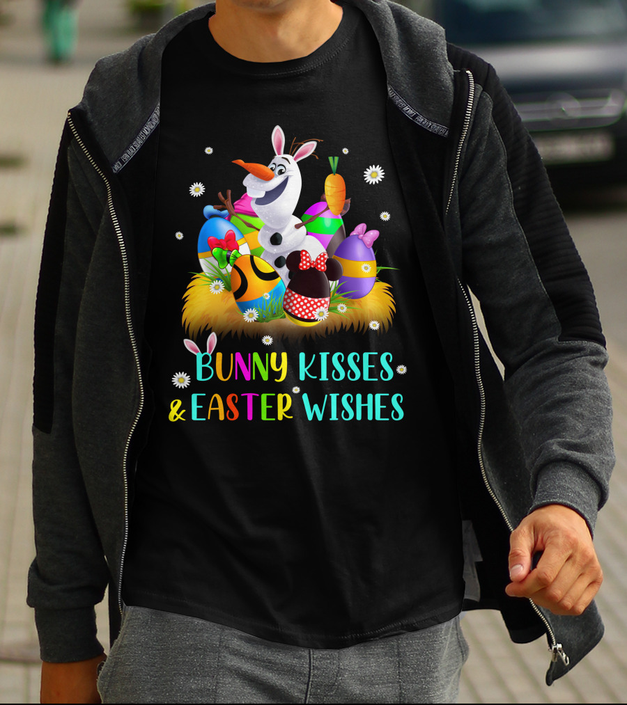 Bunny Kisses & Easter Wishes Olaf With Colorful Eggs And Carrot T-Shirt