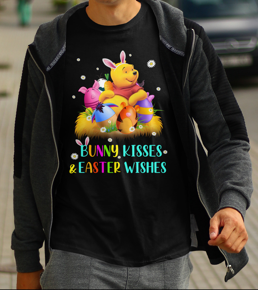 Bunny Kisses & Easter Wishes Pooh Egg Hunt Celebration T-Shirt
