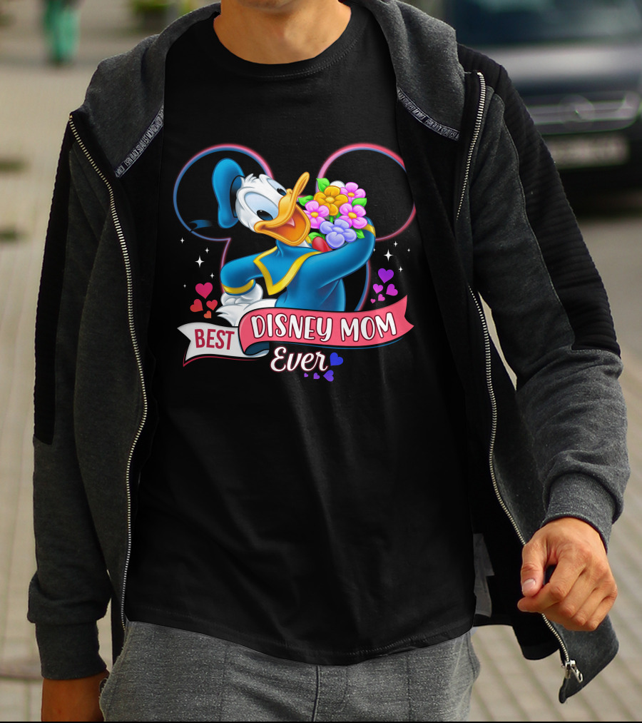 Best Disney Mom Ever Donald Duck With Flowers T-Shirt