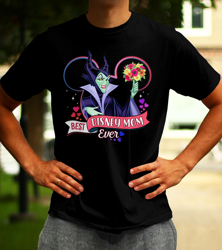 Best Disney Mom Ever Maleficent Holding Flowers T-Shirt