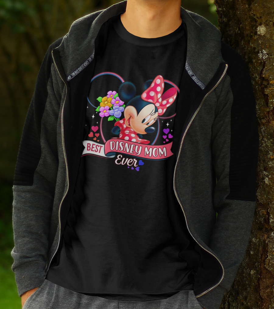 Best Disney Mom Ever Minnie Mouse Flowers Hearts T-Shirt