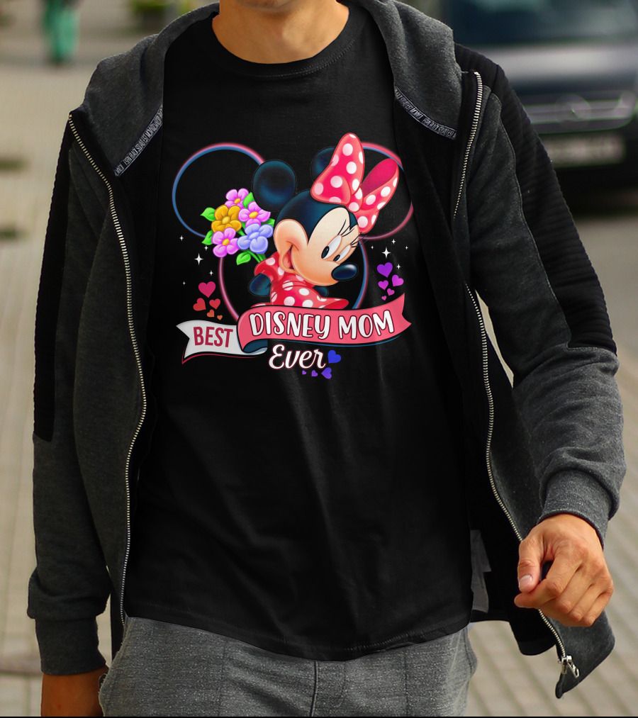 Best Disney Mom Ever Minnie Mouse Flowers Hearts T-Shirt