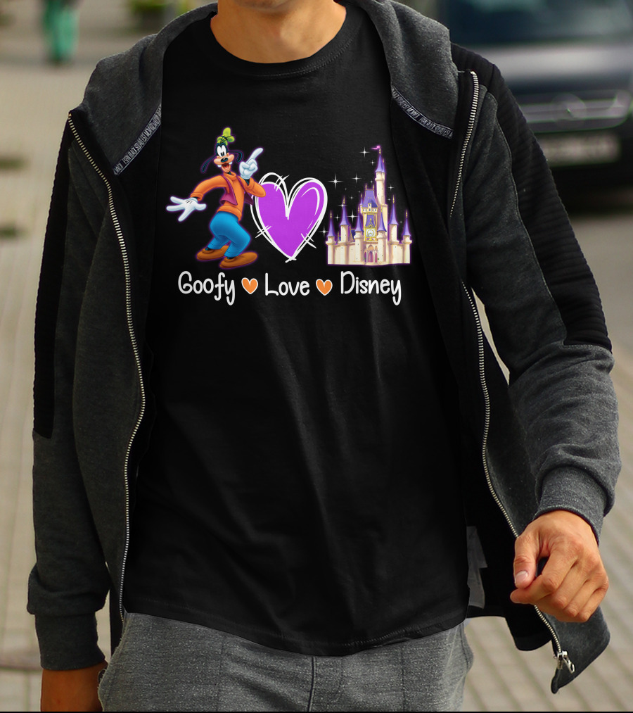Goofy Love Disney Heart Castle T-Shirt
