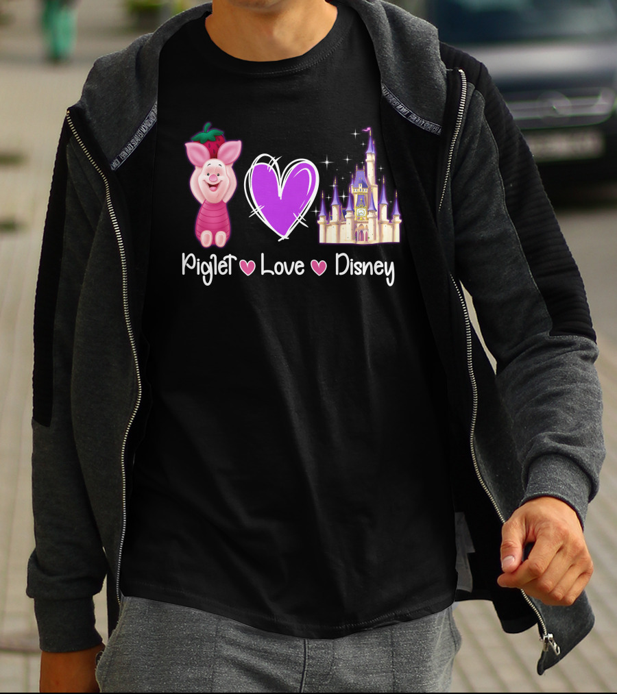 Piglet Love Disney Castle Magic Heart T-Shirt