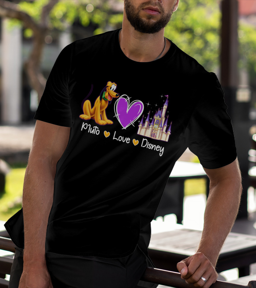 Pluto Love Disney Heart Castle T-Shirt