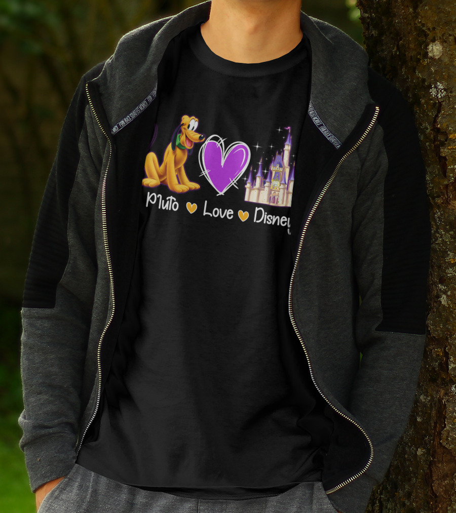 Pluto Love Disney Heart Castle T-Shirt